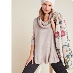 Anthropologie Maeve Addie Ruffled Hacci Pullover